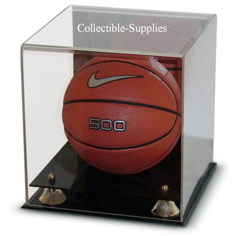 Deluxe Mini Basketball Display Case with Gold Risers