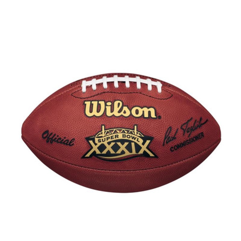 Super Bowl XXXIX (Thirty-Nine 39) Philadelphia Eagles vs. New England Patriots Official Leather Authentic Game Football by Wilson