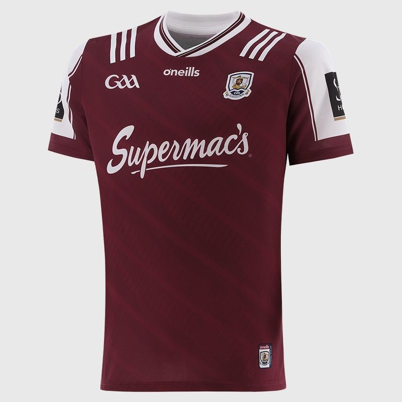 ONeills Galway GAA Home Jersey 2025 Maroon/White Shadow (Kids/Adults)