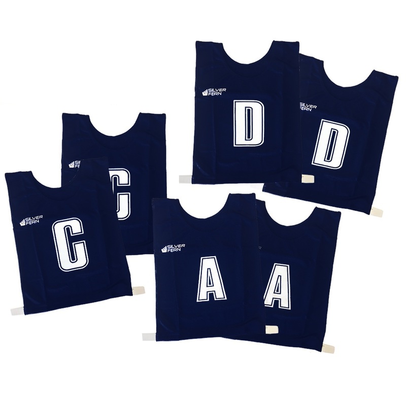 6 A-Side Elastic Netball Bib Set(Junior)-Navy/White