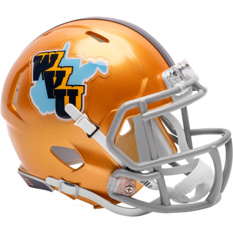 West Virginia Mountaineers Gold Throwback NCAA Revolution SPEED Mini Football Helmet
