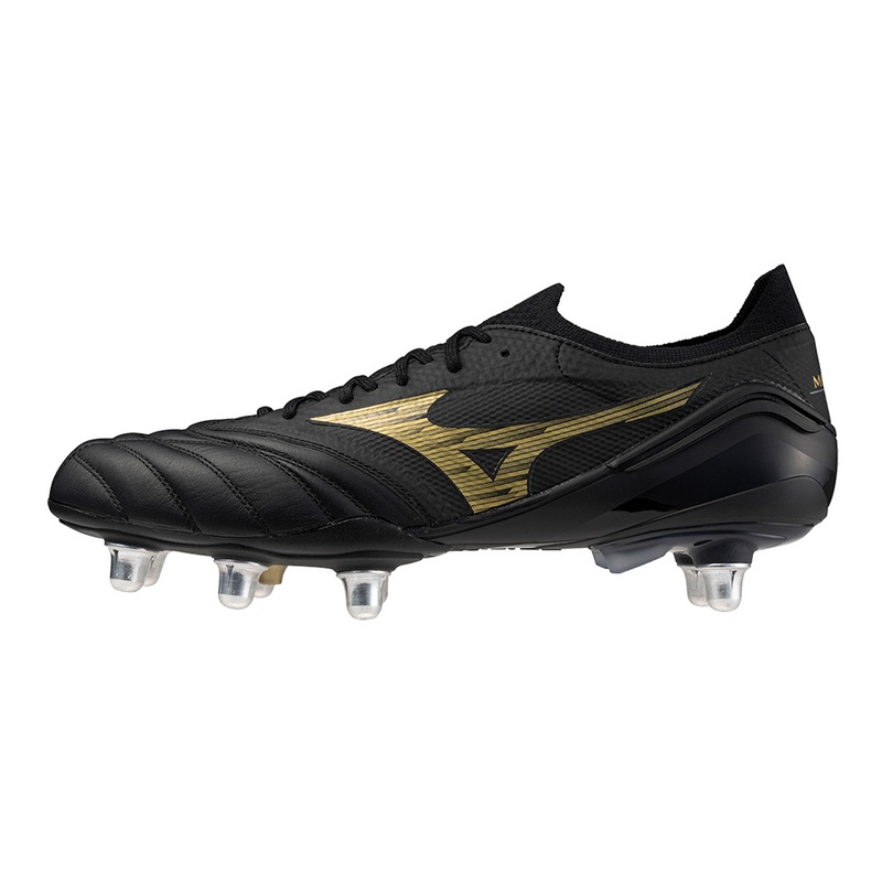 Mizuno Morelia Neo Beta Elite SI Stud – Black/Gold | The Rugby Shop