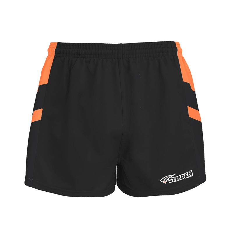Steeden Rugby League Shorts – Black/Orange