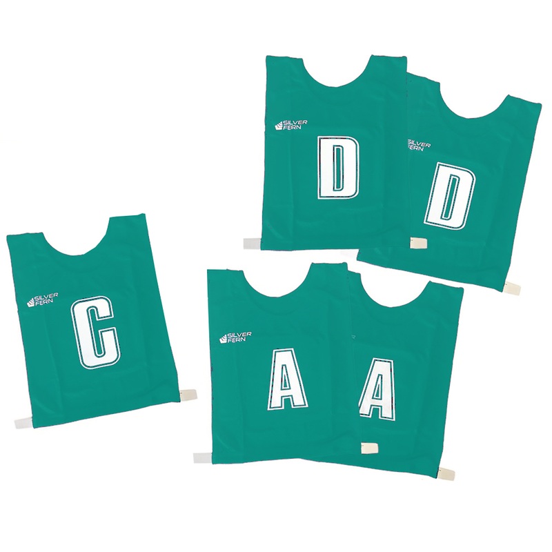 5 A-Side Elastic Netball Bib Set Green/White – Junior