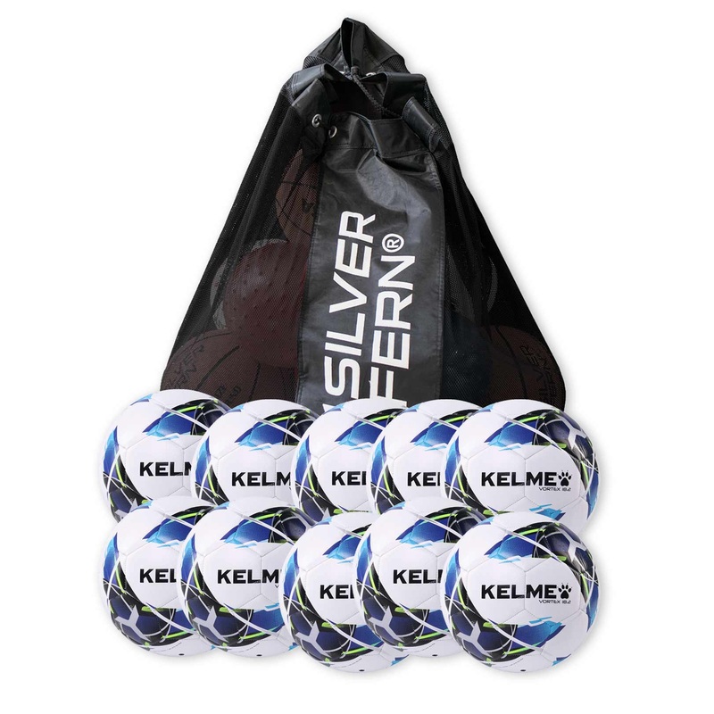 10 X Kelme Vortex Soccer Balls Blue Sizes 5 + Free MESH BALL CARRY BAG
