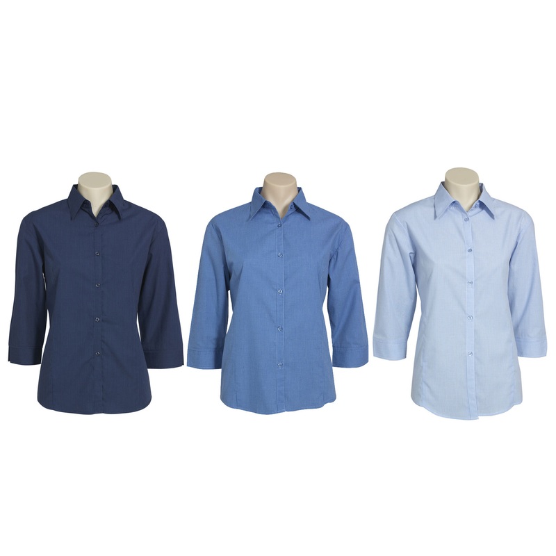 LB8200 Ladies Micro Check 3/4 Sleeve Shirt