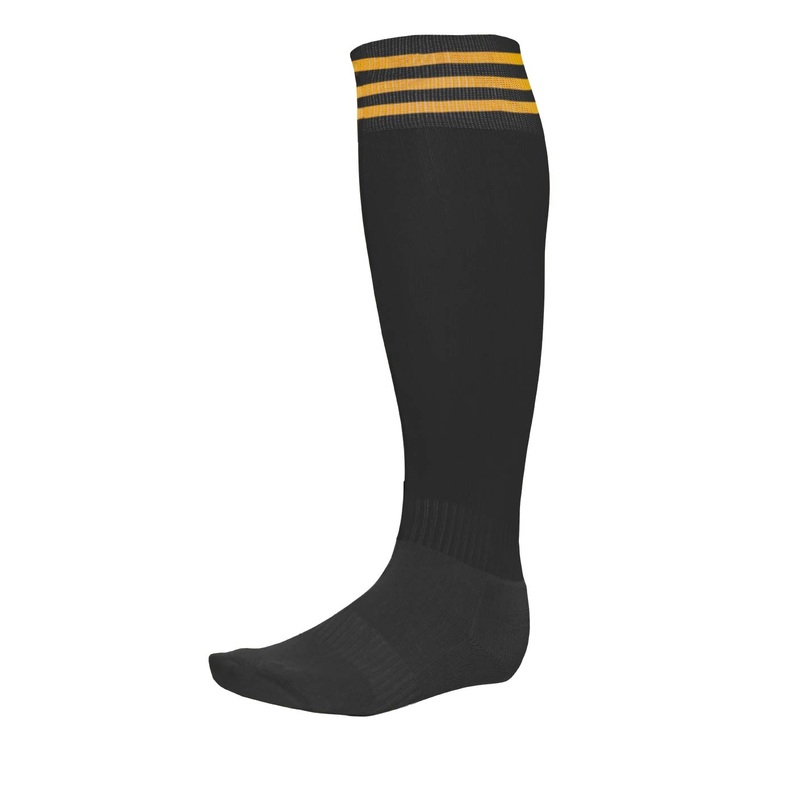 Steeden Performance Football Socks – Black/3 Gold Bars