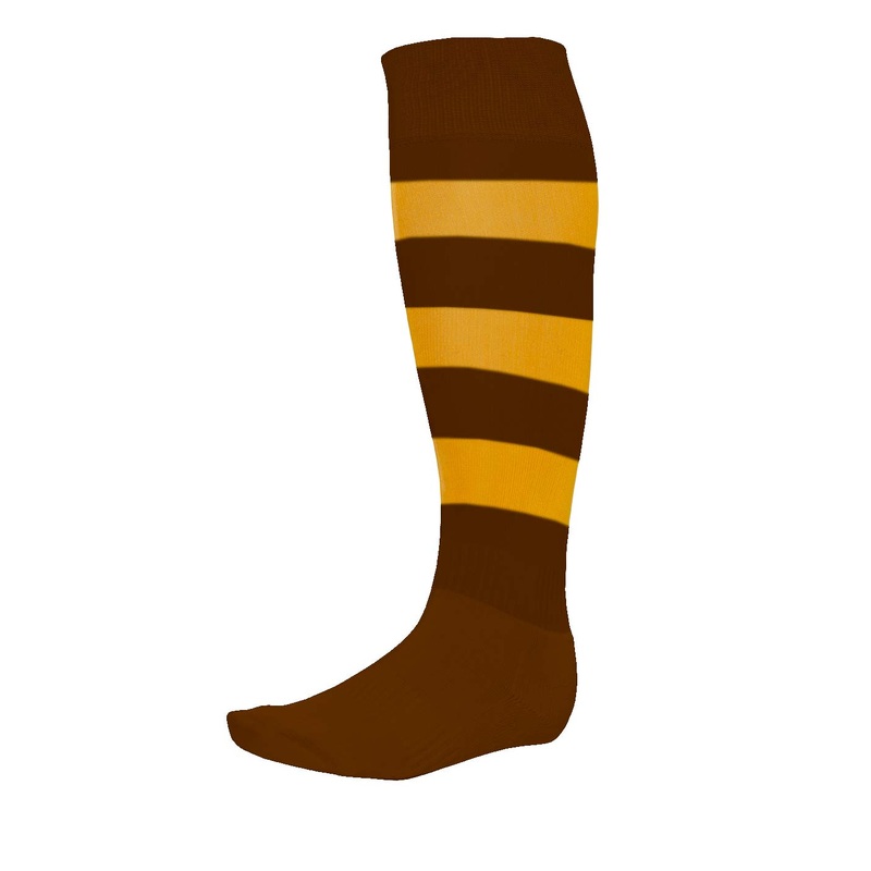 Steeden Performance Football Socks – Brown/Gold Hoops