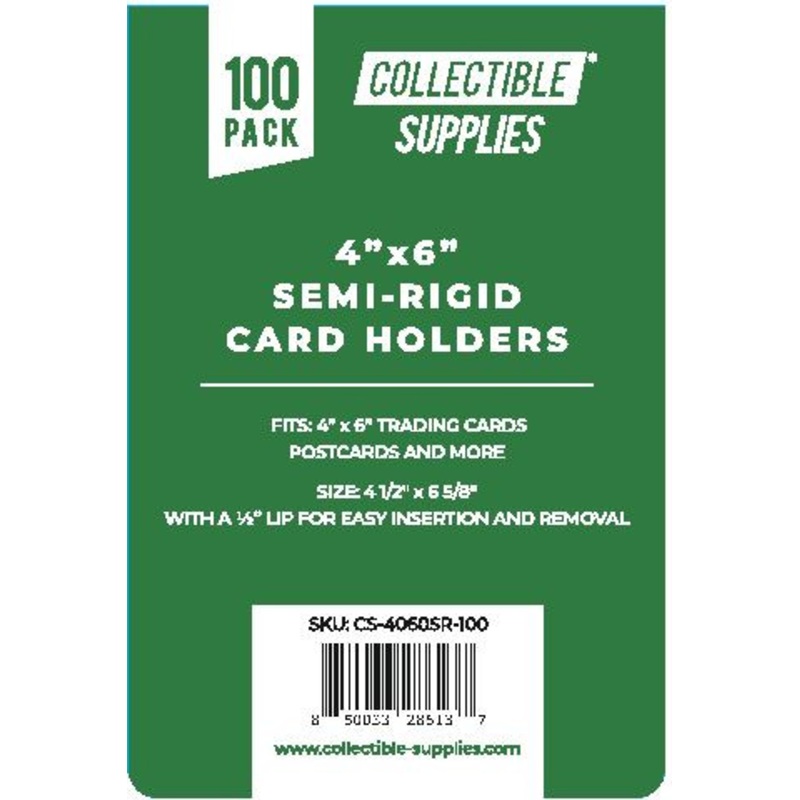100 Semi Rigids 4 x 6 SPORTS CARD SEMI-RIGID CARD HOLDERS by Collectible Supplies
