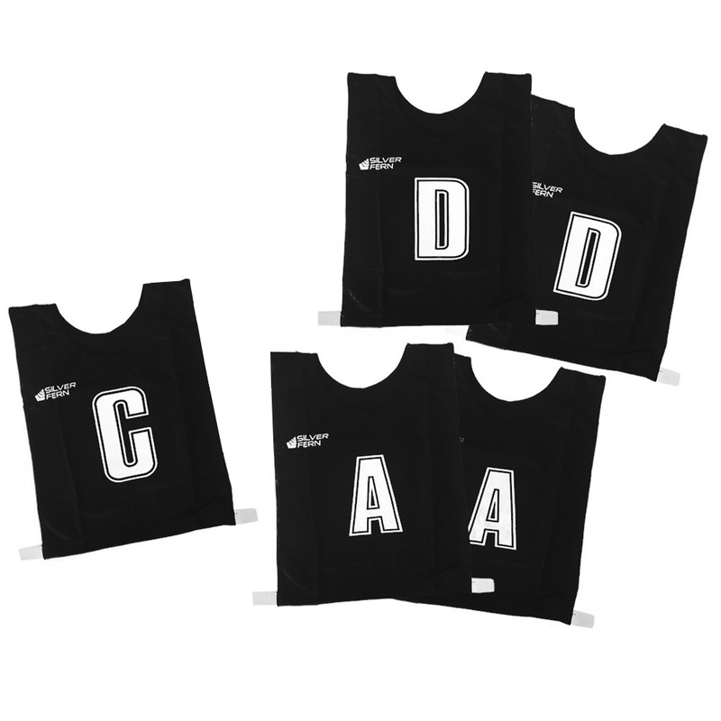 5 A-Side Elastic Netball Bib Set Black/White – Junior