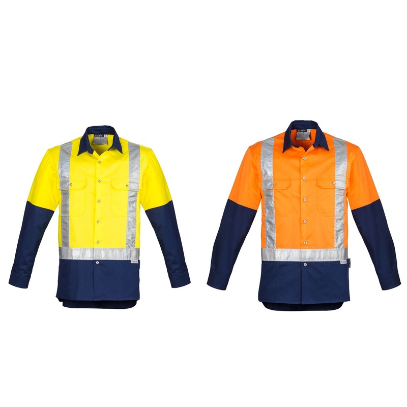 ZW124 Syzmik Mens Hi Vis Spliced Industrial Shirt – Shoulder Taped