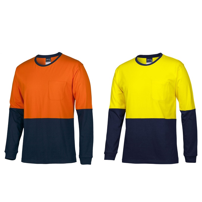 6HVTN-HI VIS L/S CREW NECK COTTON T-SHIRT