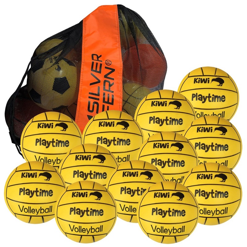 12 Pack Kiwi School Playground Volleyballs With Carry Bag