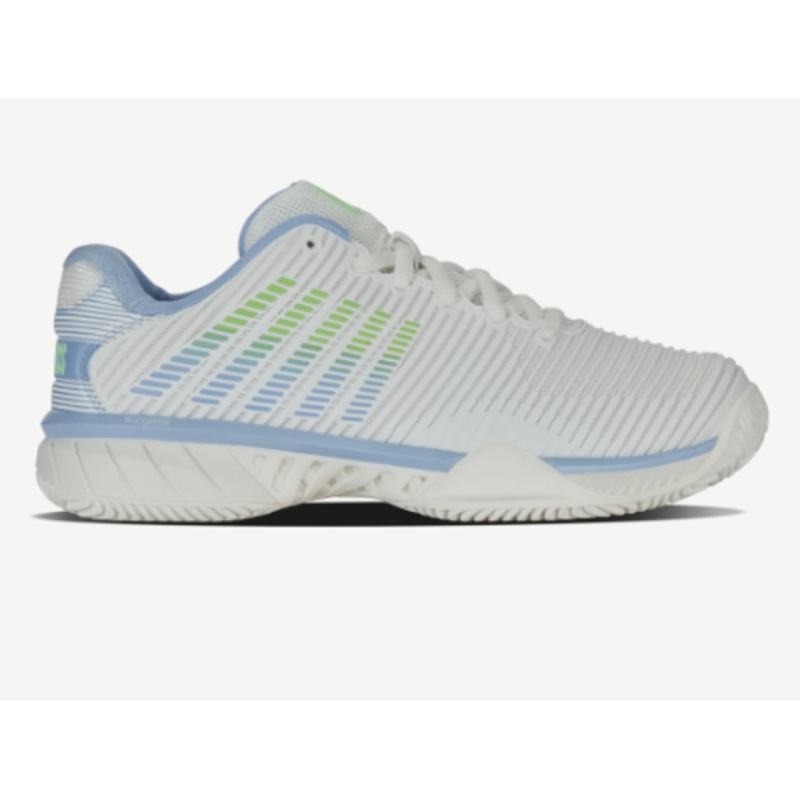 K Swiss Hypercourt Express 2 Clay Tennis Shoe  LUCENT WHITE/DUTCH CANAL/PARADISE GREEN (Womens)