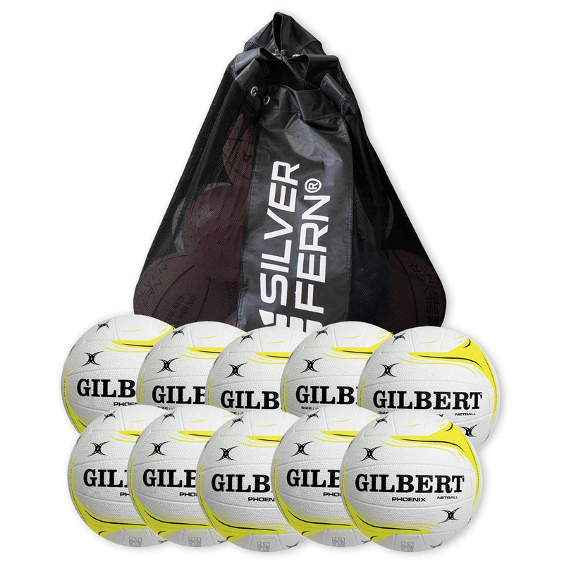10 X Phoenix NETBALL Balls Size: 4 White + FREE MESH BALL CARRY BAG