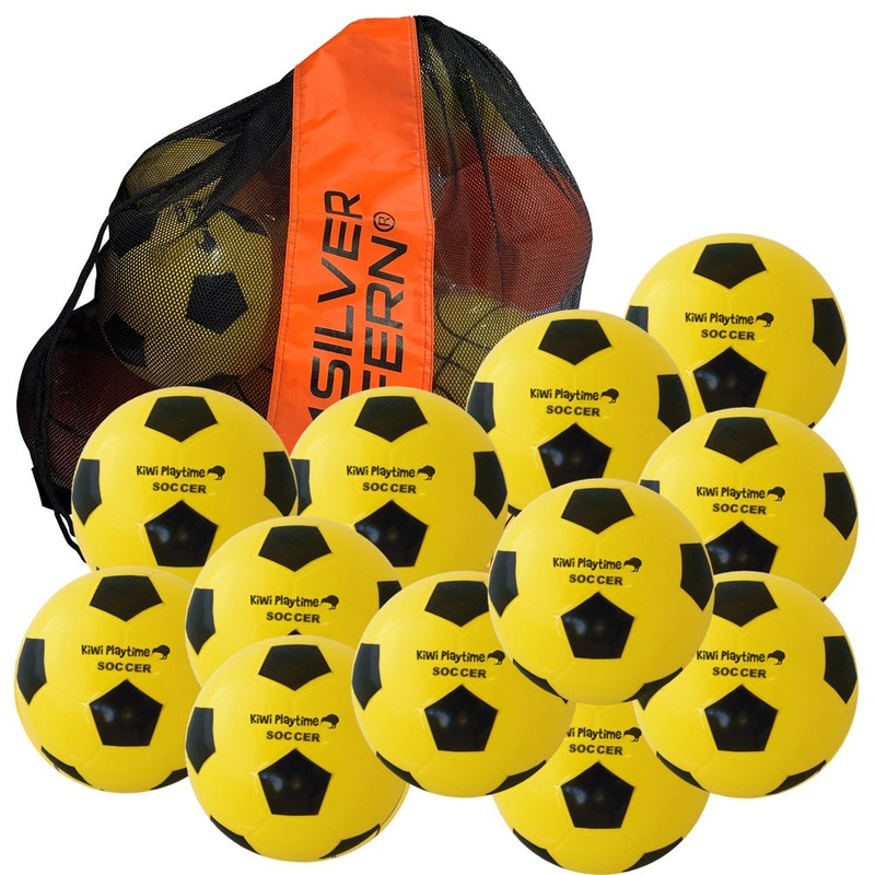 12 Pack Kiwi School Soccer Balls With Carry Bag
