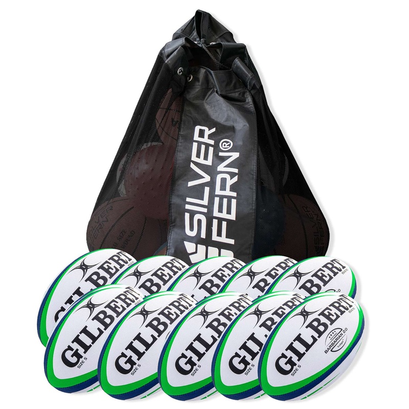 10 X Barbarian 2.0 Match Rugby Ball Size 5 + FREE MESH BALL CARRY BAG
