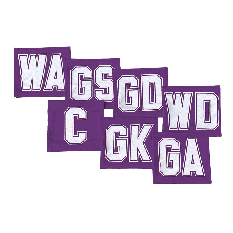 7 A-Side Velcro Netball Bibs – Purple/White