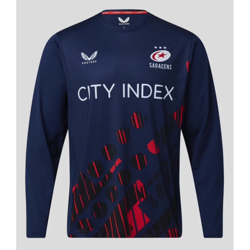 Saracens Men’s Long Sleeve Training Tee – Navy | The Rugby Shop