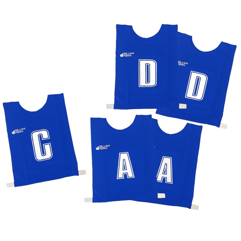 5 A-Side Elastic Netball Bib Set Royal/White – Junior