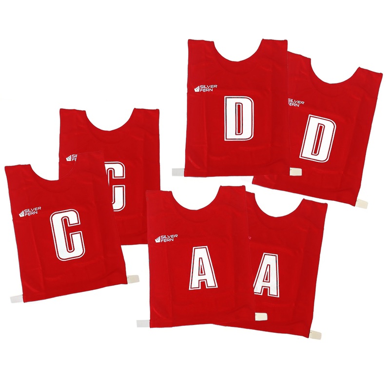 6 A-Side Elastic Netball Bib Set(Junior)-Red/White