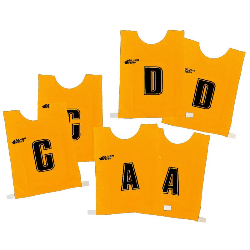 6 A-Side Elastic Netball Bib Set(Junior)-Gold/Black