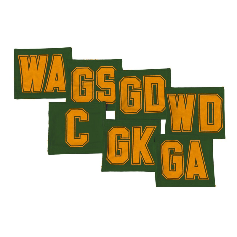 7 A-Side Velcro Netball Bibs – Bottle Green/Gold