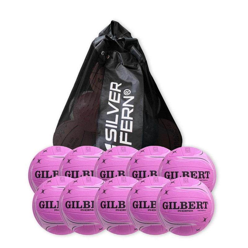 10 X Phoenix NETBALL Balls Size: 4 Pink + FREE MESH BALL CARRY BAG