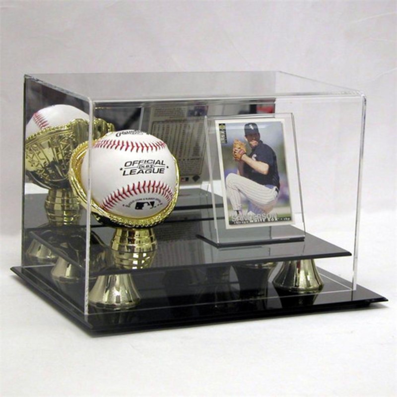 ACRYLIC GOLD GLOVE BASEBALL BALL & CARD DISPLAY CASE