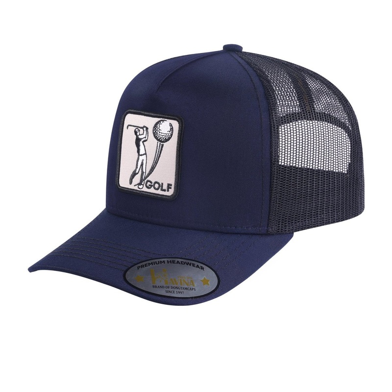 Embroidered Golf – 5 Panel Trucker Hat – Navy/Black Navy Black Classic