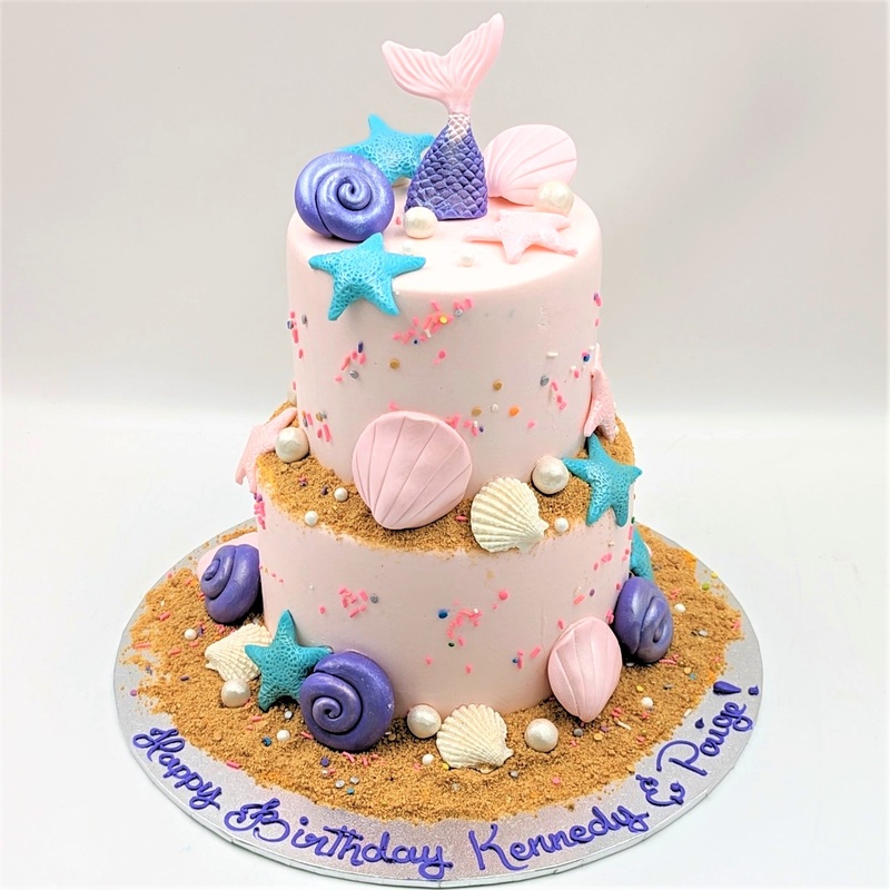 Mermaid pastels tiered cake