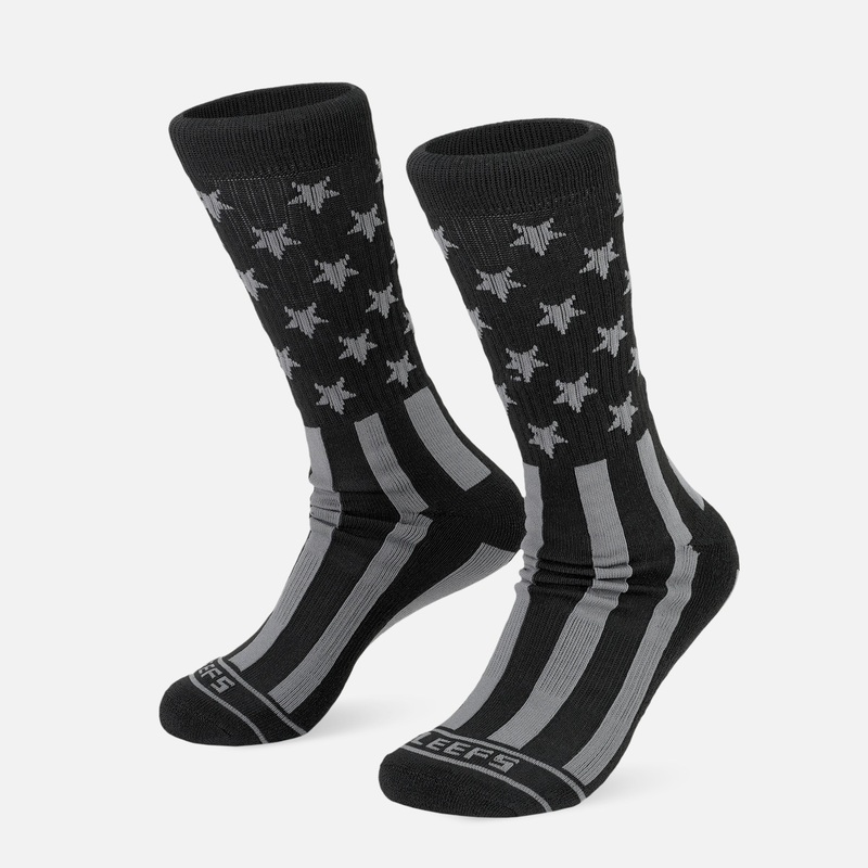 Tactical USA Flag Crew Socks 9-12 Black