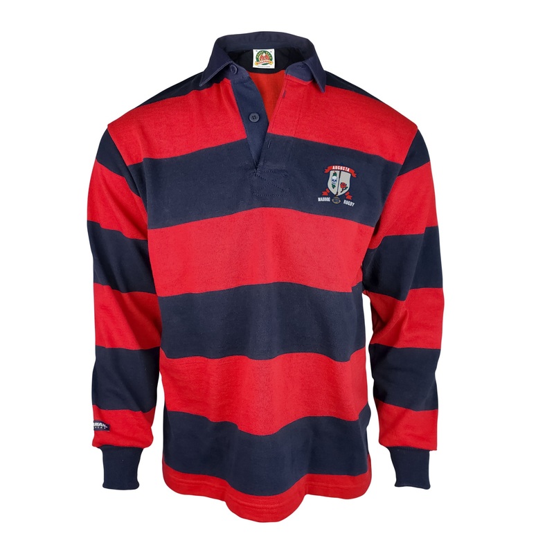 Augusta Rugby Traditional 4 Inch Stripe Rugby Jersey Navy/Dark Red X-Small