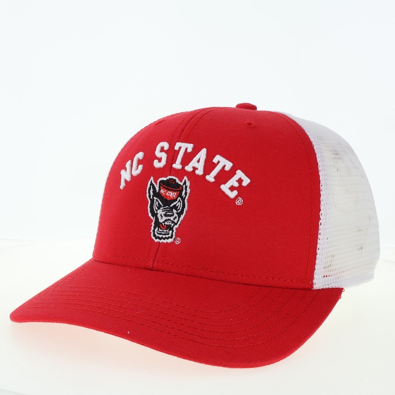 NC State Wolfpack Red and White Arched Wolfpack Mid Pro Snapback Adjustable Hat