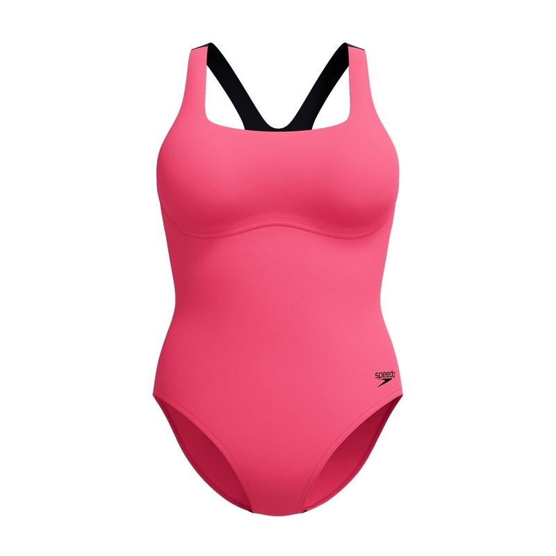 Speedo Womens Flex Band Swimsuit With Built In Swim Bra 30 Raspberry Fill