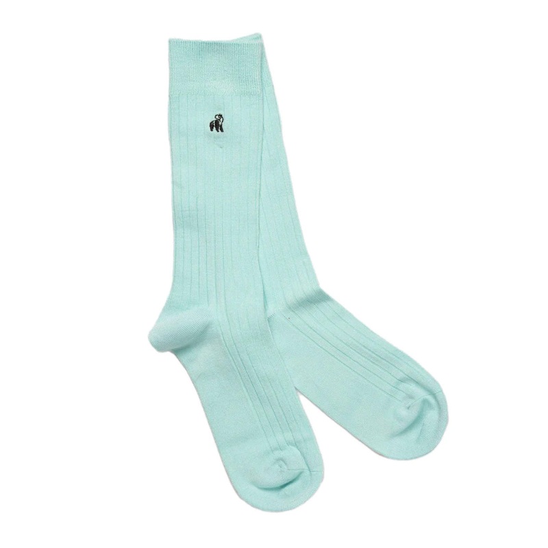 Swole Panda Mint Blue Bamboo Socks 7-11 Blue