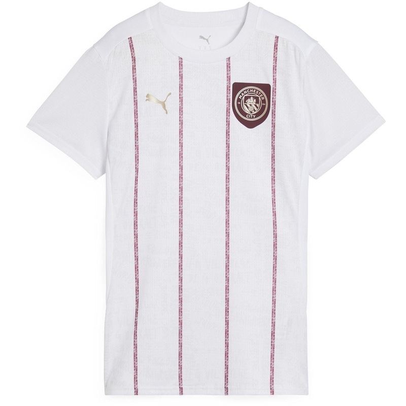 Puma Womens Manchester City Pre Match Short Sleeve Shirt 2024 2025 10 (S) White/Jasper