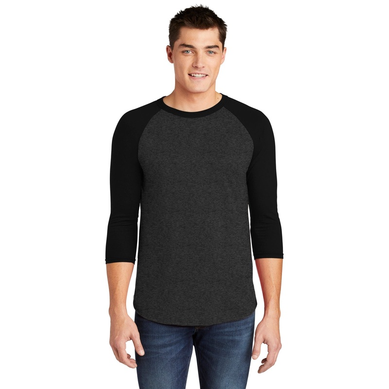 American Apparel Men’s  Poly-Cotton 3/4-Sleeve Raglan T-Shirt Black/ Black XS