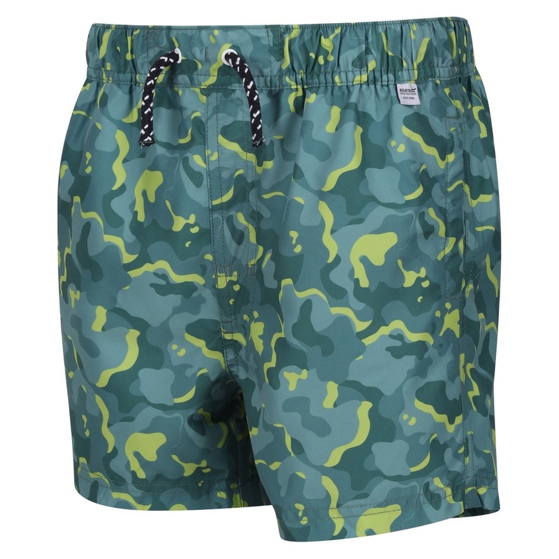 Regatta Skander II Camo Swim Short Boys 5-6 Yrs SeaPn/GrAlCa