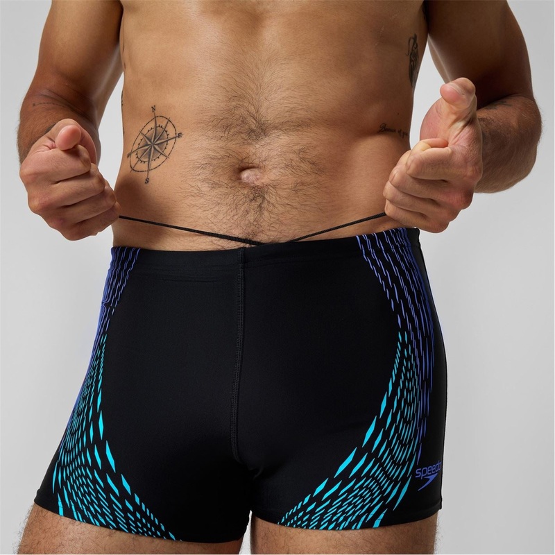Speedo Snug Fit Graphic Print Jammer Short Small Blk/Cobalt