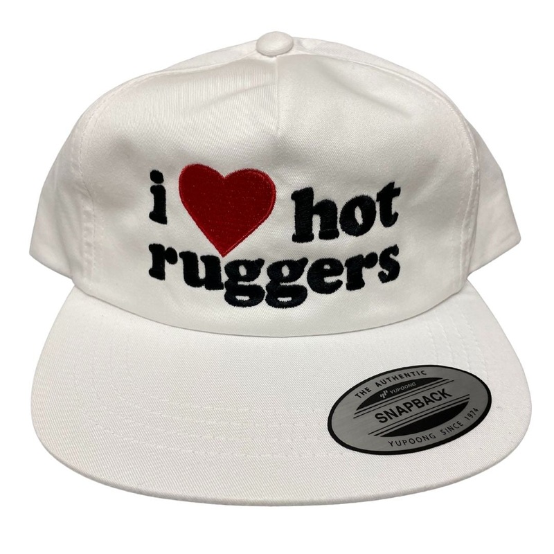 I Love Hot Ruggers Snapback Hat White