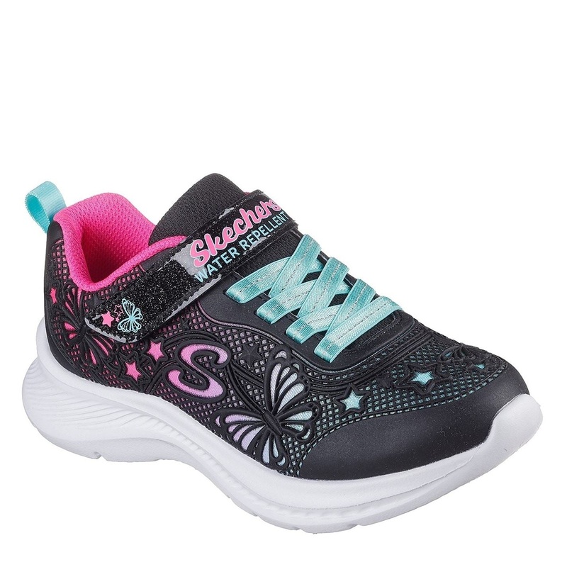 Skechers Flower Theme Kpu Water Repellent Sn Runners Girls C13 (32) Black/Pink