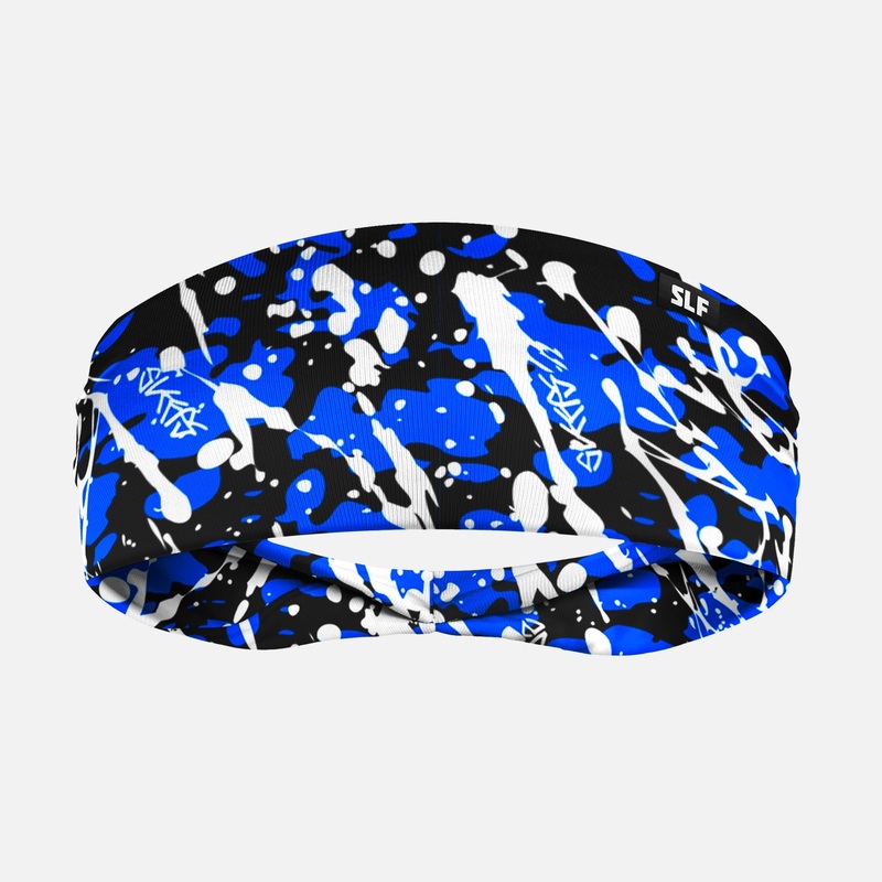 Blue Camo White Splatter Headband ONE SIZE Blue/Black