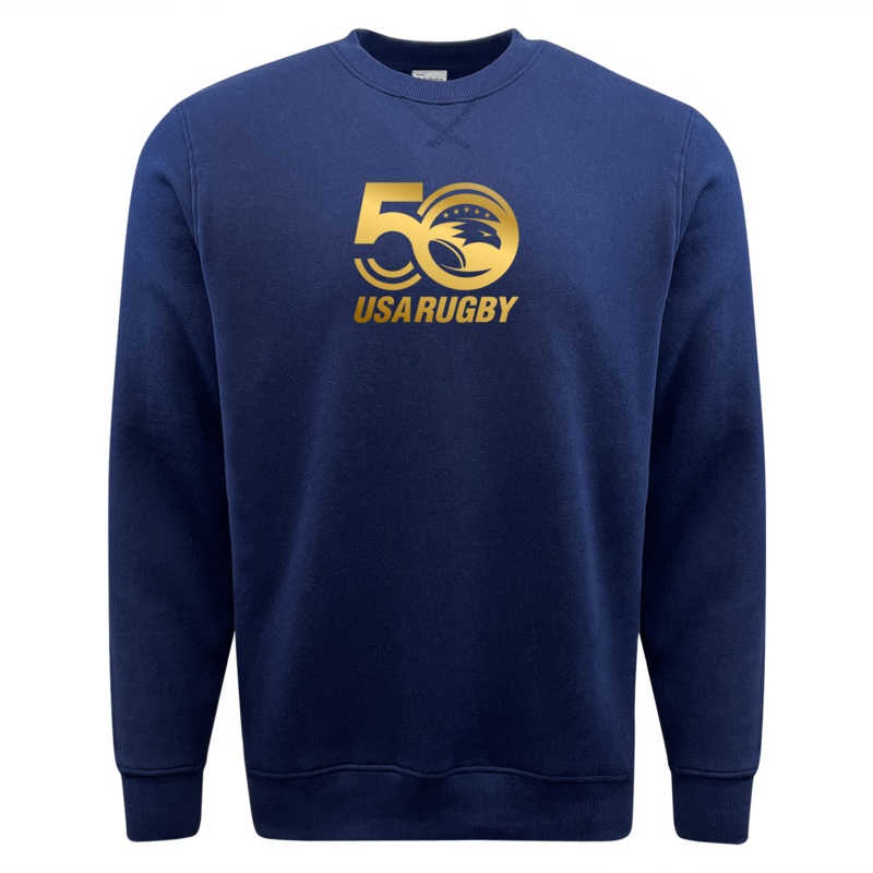 USA Rugby 50th Anniversary Fleece Crewneck Sweatshirt S Black