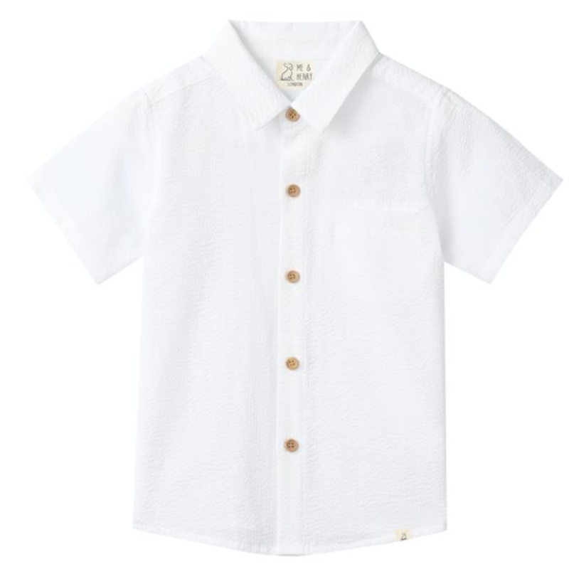 WHITE SEERSUCKER   NEWPORT WOVEN SHIRT 0-3m