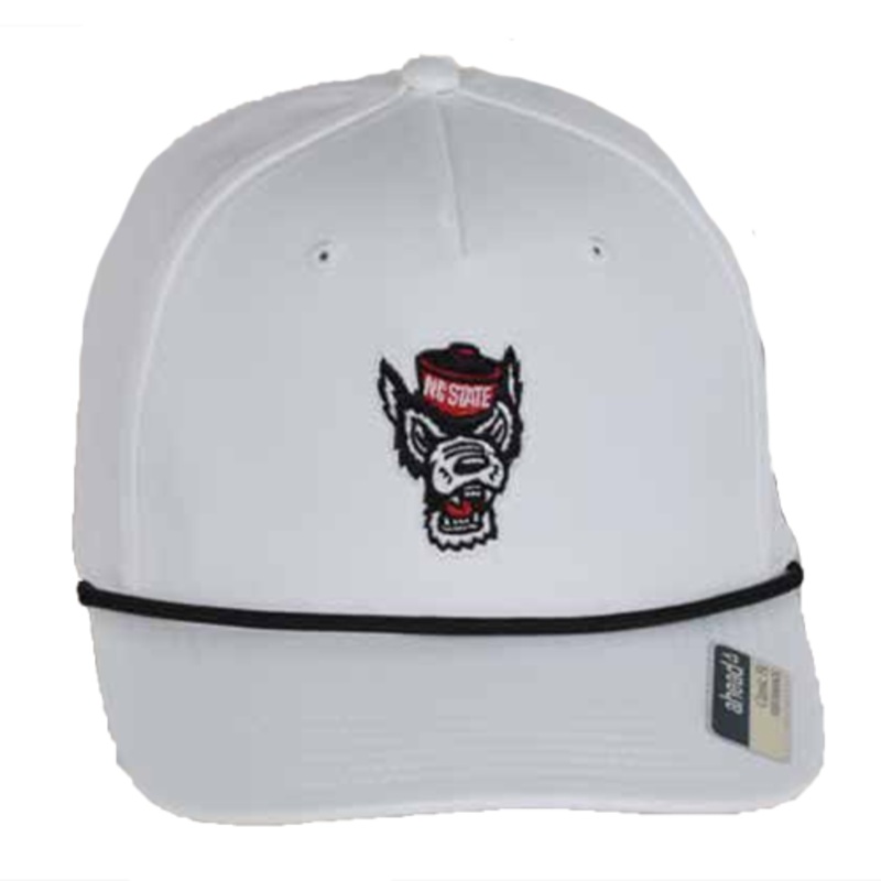 NC State Wolfpack White Wolfhead Structured Rope Adjustable Hat