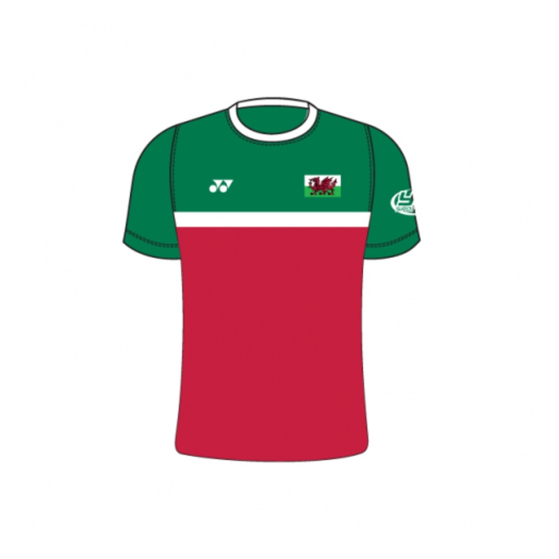 Badminton Wales Graded Kit – T006 Power Shirt (Juniors) GREEN/RED J120