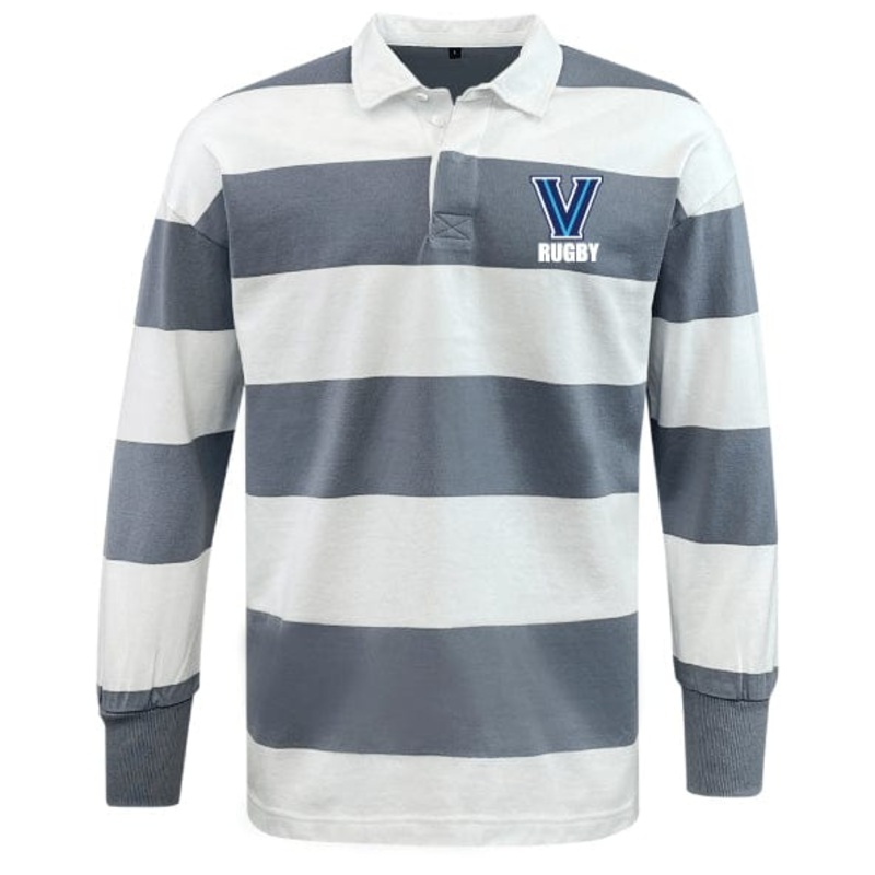 Villanova Rugby Classic Long Sleeve Hooped Rugby Jersey S Grey