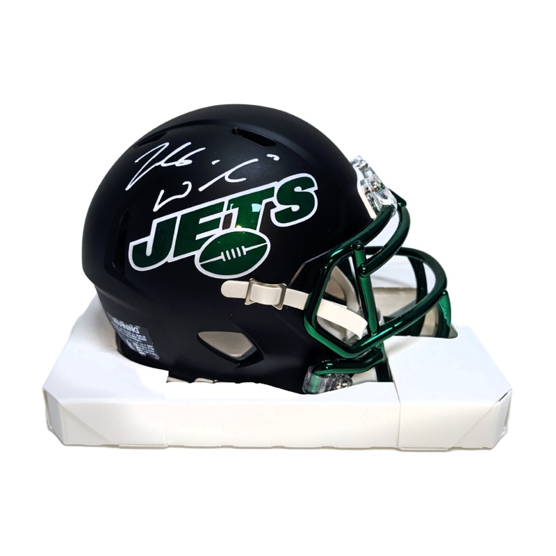 Zach Wilson Autographed Hand Signed Riddell New York Jets On Field Alternate Mini Football Helmet – BAS Beckett Authentication