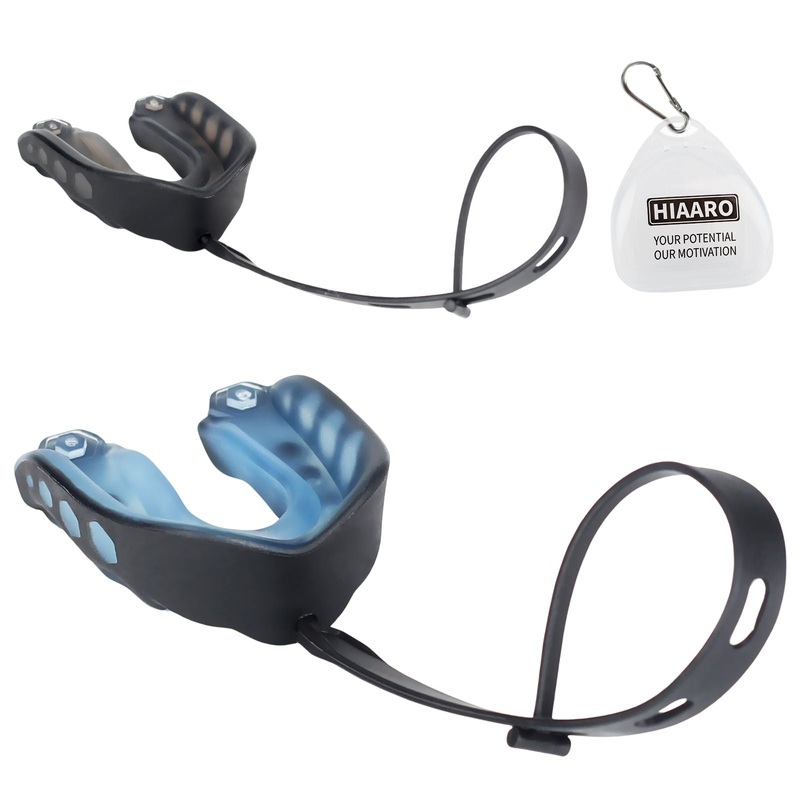 2-Pack Football Mouthguard with Straps and Case, Youth & Adults Sports Mouth Guard for Rugby, Hockey, Boxing, MMA, Basketball, Size S
